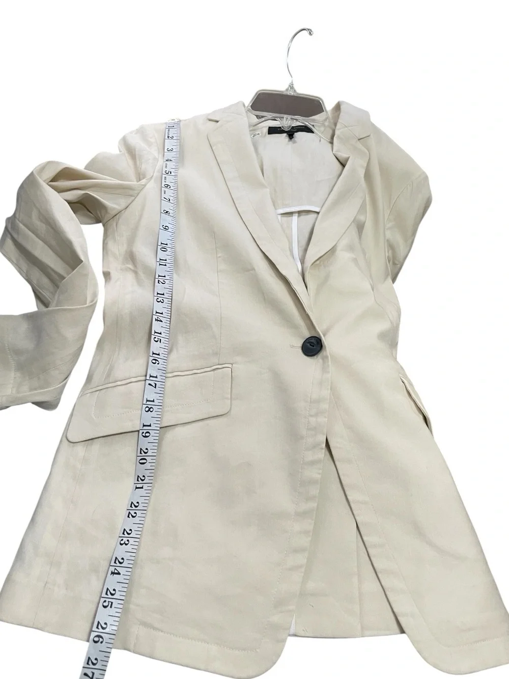 rag & bone cream linen spandex blend blazer one button minimalist neutral size 4